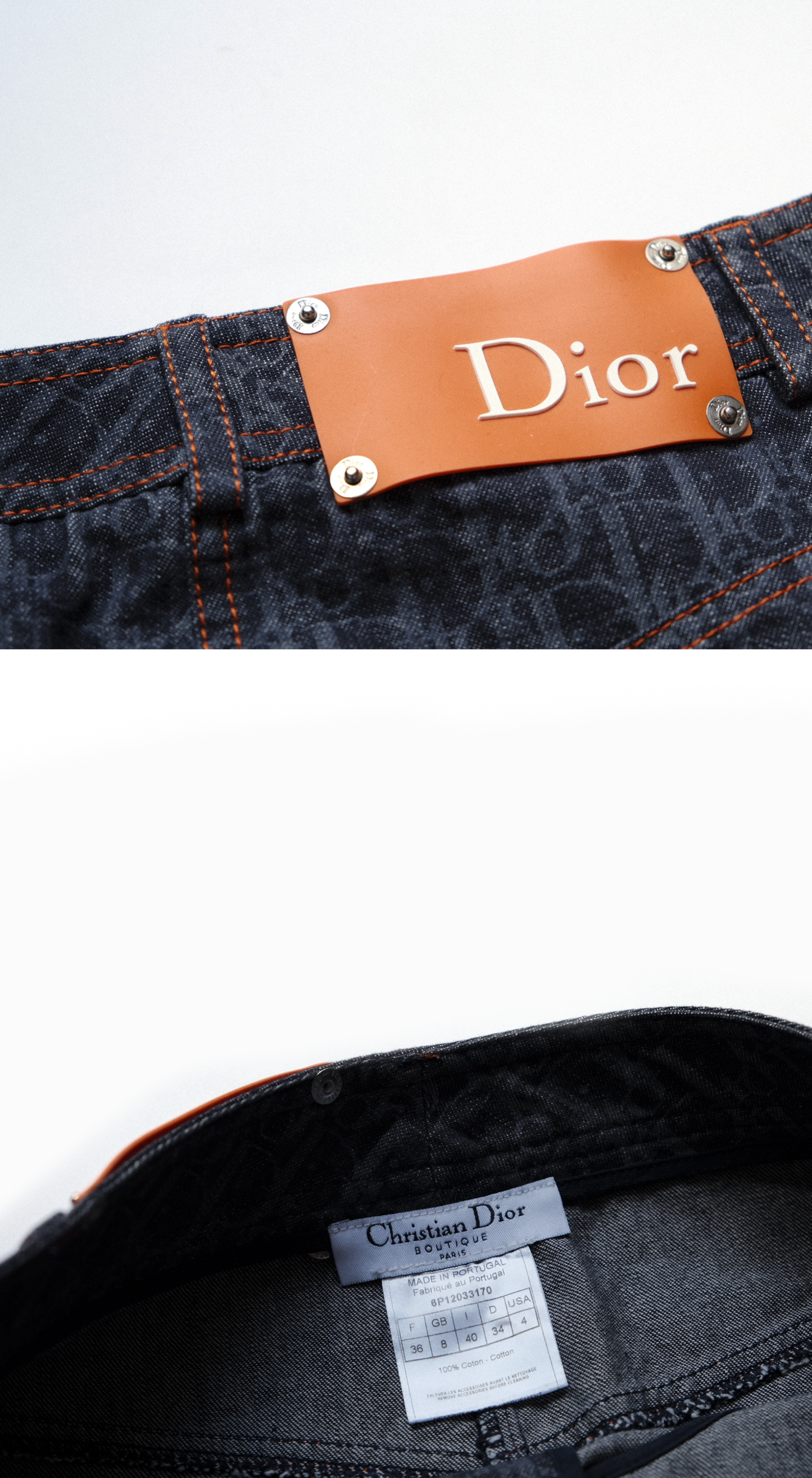 Christian Dior 2006 Flight Line Diorissimo Monogram Denim Skirt