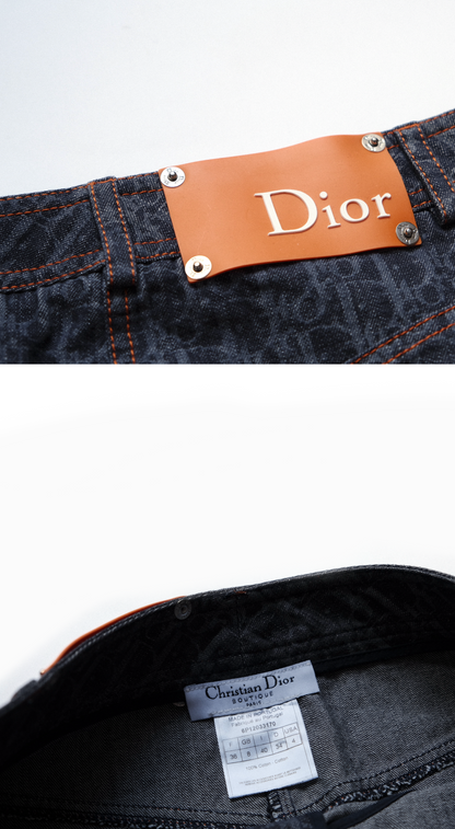 Christian Dior 2006 Flight Line Diorissimo Monogram Denim Skirt