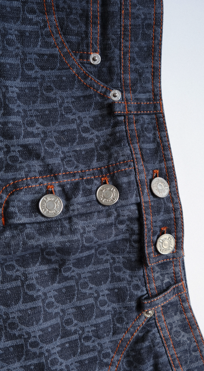 Christian Dior 2006 Flight Line Diorissimo Monogram Denim Skirt