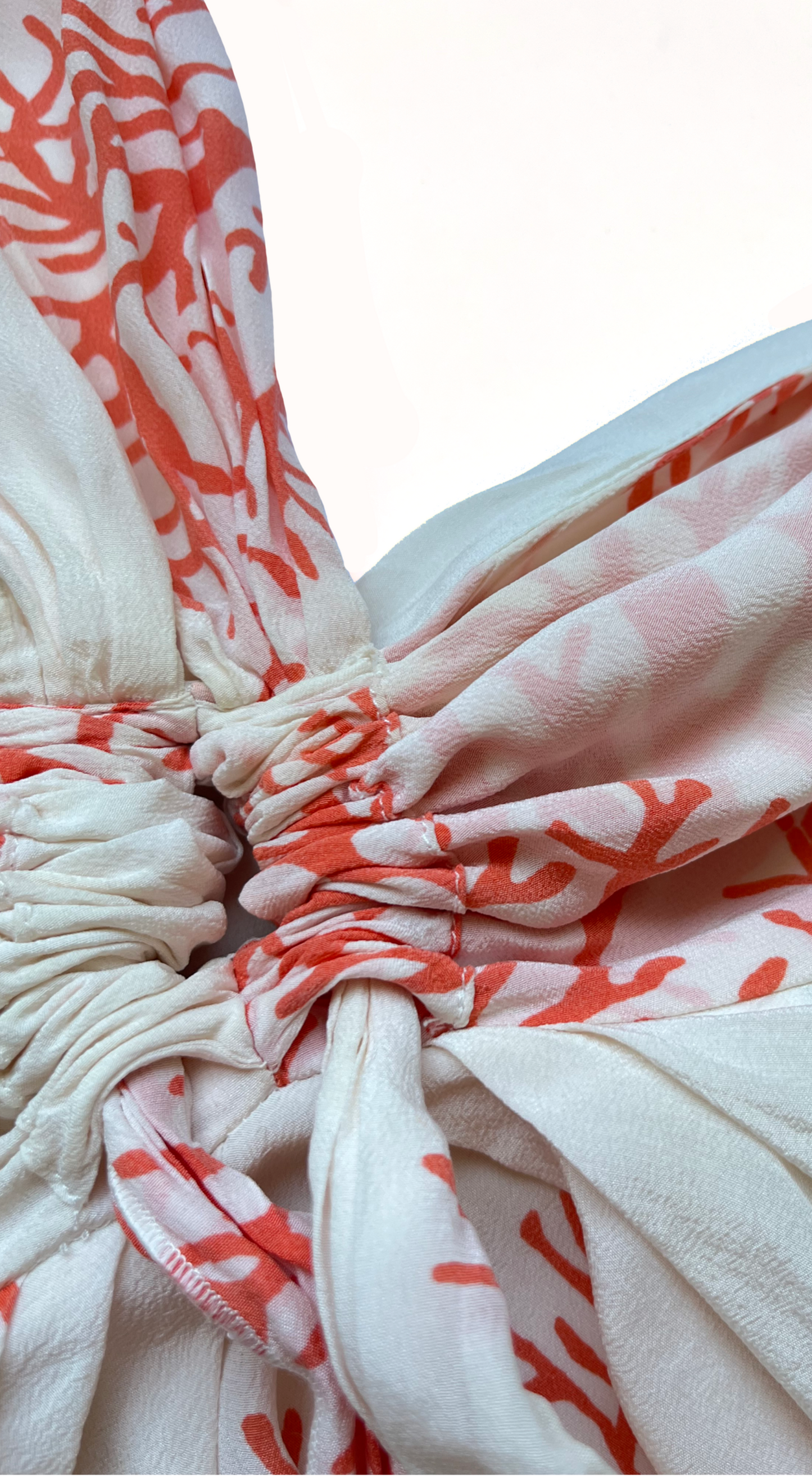 Valentino Roma Early 2000s Silk Chiffon Coral Print Halterneck Dress