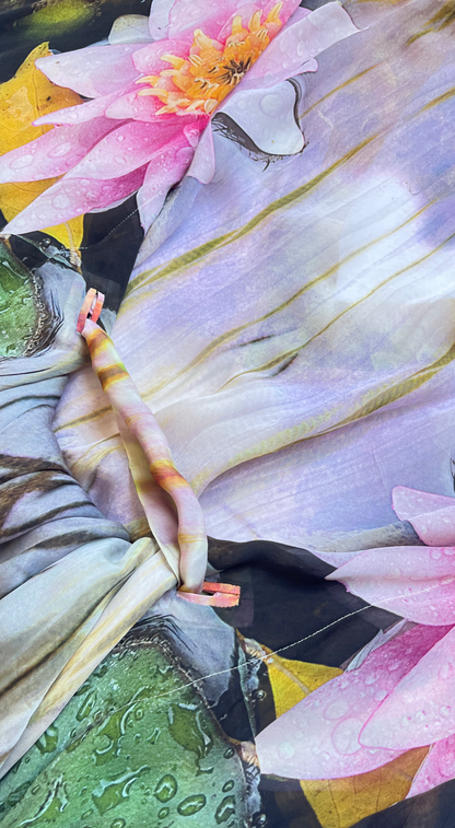 Roberto Cavalli 2006 Silk Water Lily Print Kaftan Dress - Batwing Sleeves