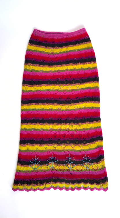 Christian Lacroix ~ 2000s Knitted Multicolor Striped Mohair Co-ord Set