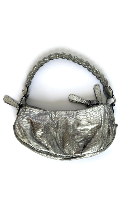 Guess ~ Y2k Spacey Silver Snake Skin Metallic Handbag