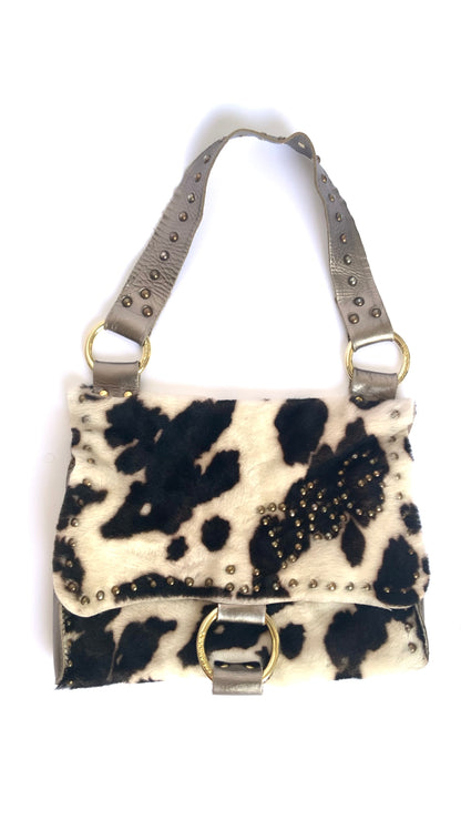 Dolce & Gabbana ~ 2000s Vintage Leather Cow Fur Print Handbag