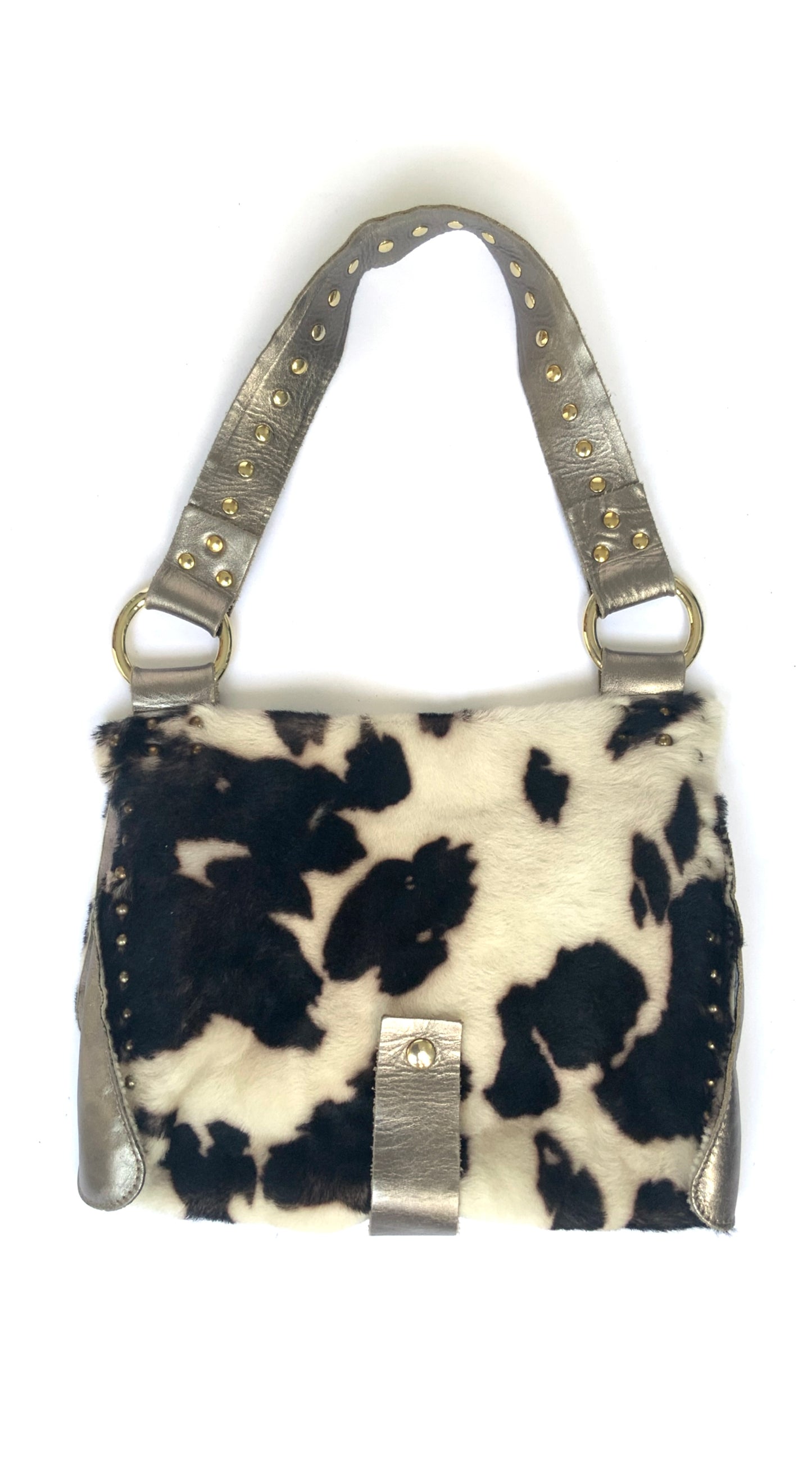 Dolce & Gabbana ~ 2000s Vintage Leather Cow Fur Print Handbag