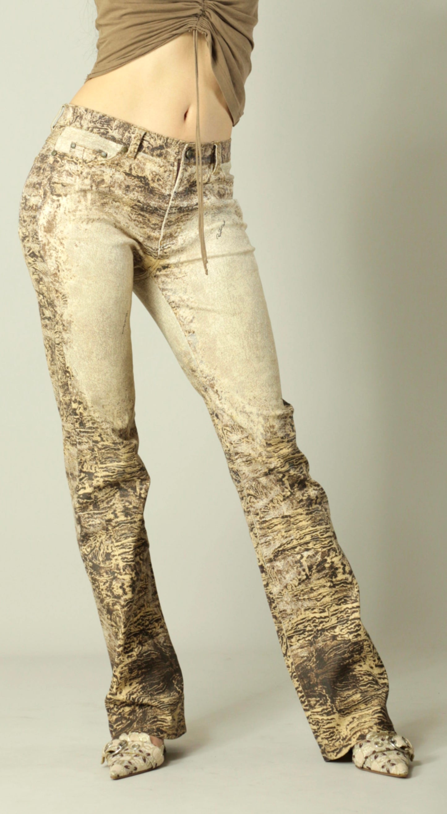 Roberto Cavalli ~ Vintage Beige Brown Psychedelic Print Pants