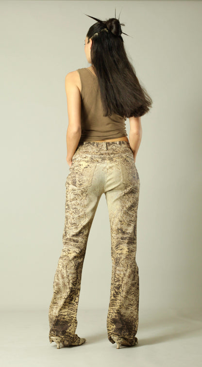 Roberto Cavalli ~ Vintage Beige Brown Psychedelic Print Pants