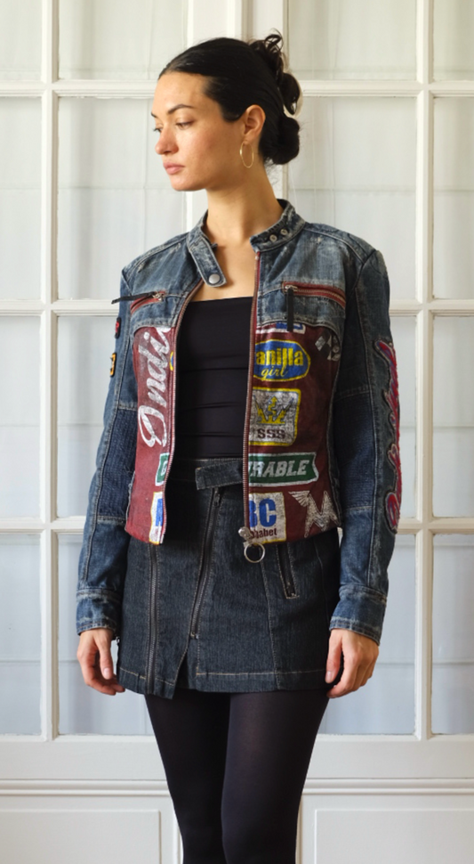 Miss Sixty ~ 2000s Vintage Moto Sport Denim Jacket