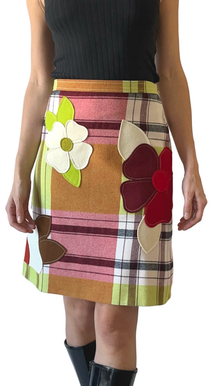 Moschino 2000s Wool Flower Skirt