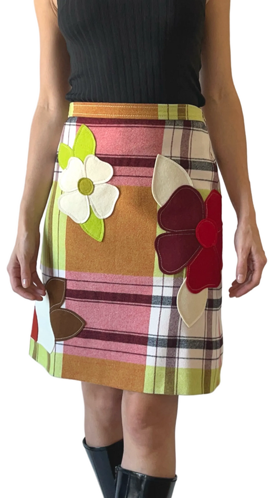 Moschino 2000s Wool Flower Skirt