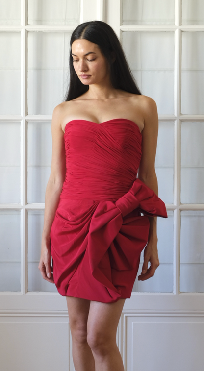 Marchesa ~ Red Draped Bow Dress