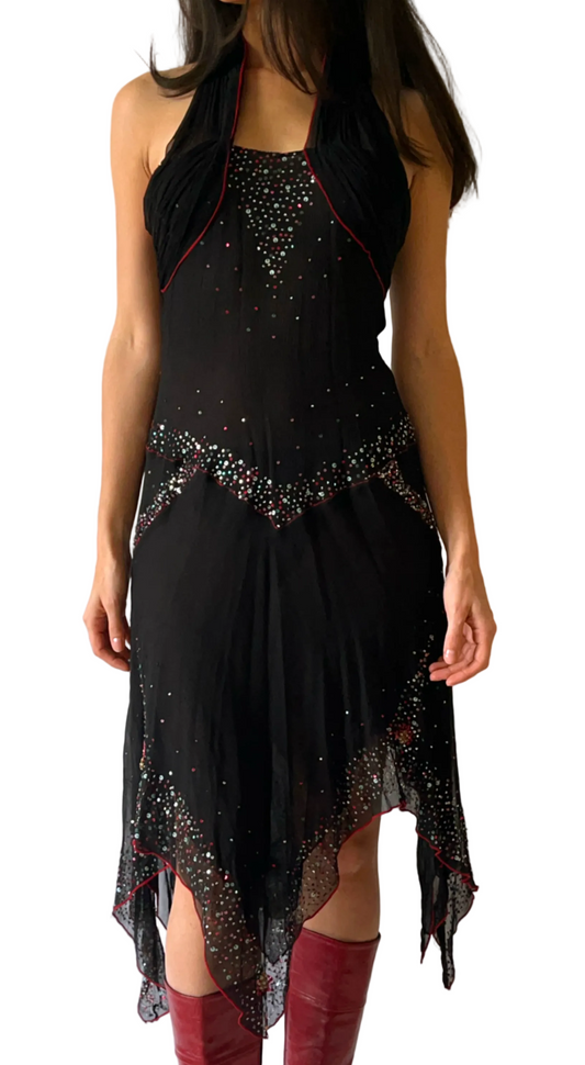 Roberto Cavalli Y2K Asymmetrical Silk Sequin Dress