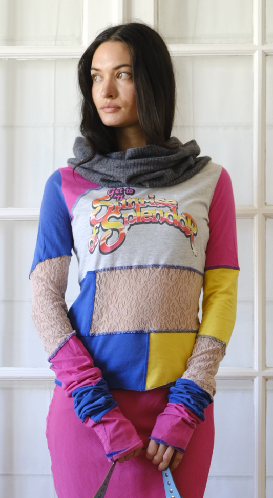 Dolce & Gabbana ~ Y2K Sunrise Splendor Patchwork Lace Turtleneck