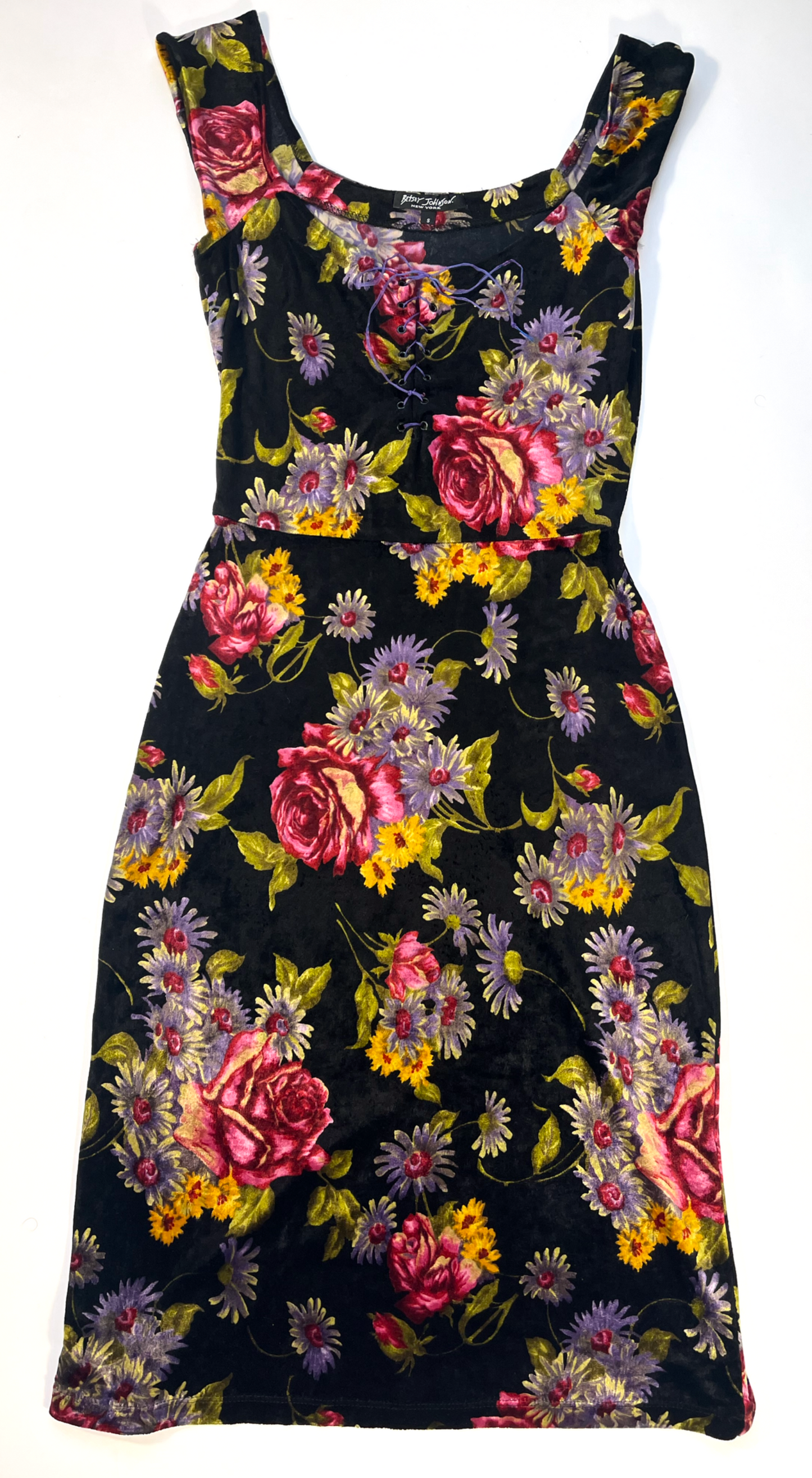 Betsey Johnson ~ Y2k Velvet Midi Floral Dress