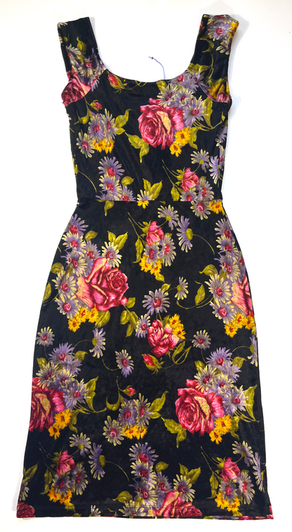 Betsey Johnson ~ Y2k Velvet Midi Floral Dress