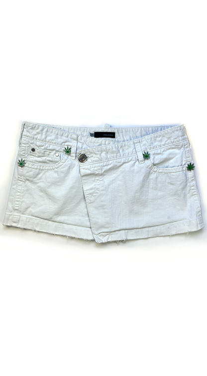 Dsquared2 ~ SS 2005 White Weed Mini Skirt