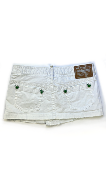 Dsquared2 ~ SS 2005 White Weed Mini Skirt