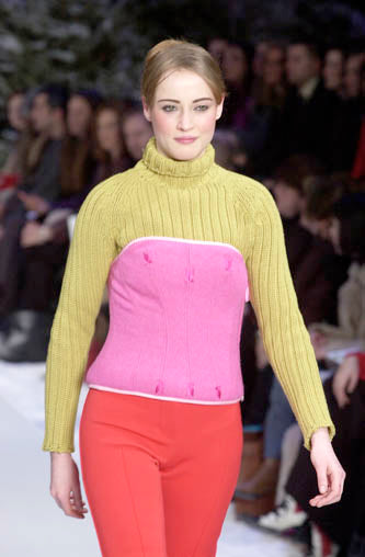 Paul Smith FW 2001 Apple Green Wool Corset Top