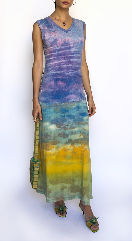 Roberto Cavalli ~ 90s Vintage Clout Sunset Maxi Dress