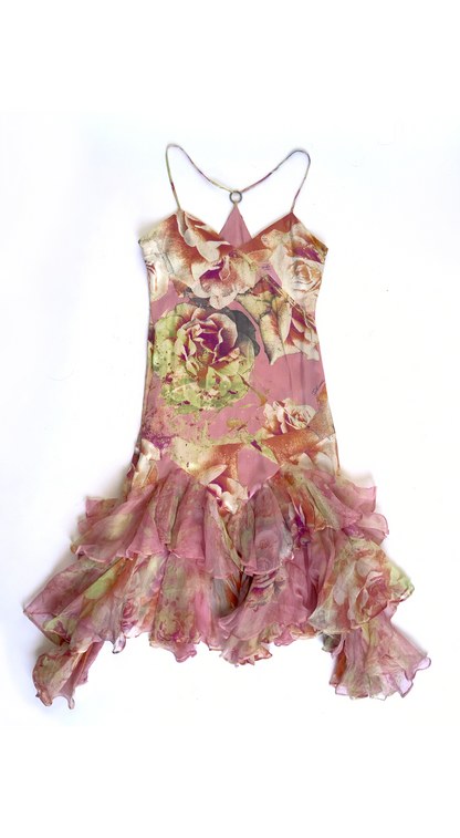 Roberto Cavalli ~ Vintage 2004 Pink Floral Silk Dress