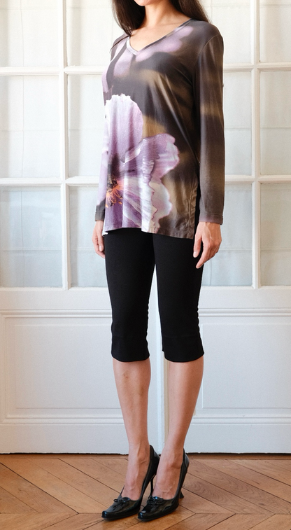 Roberto Cavalli ~  FW 1999 floral purple skirt and top set - size M-L