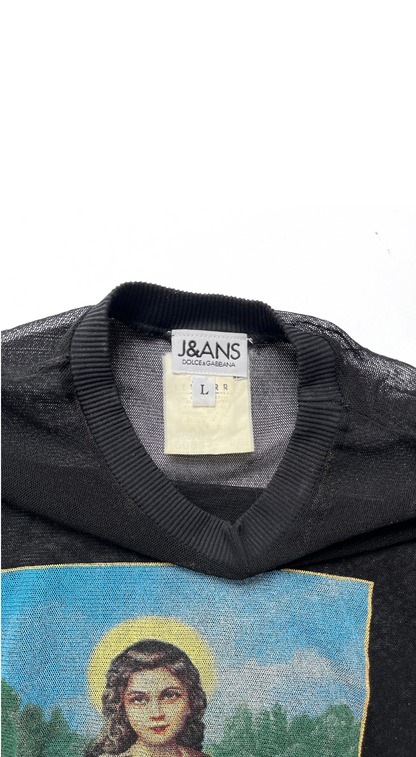 Dolce & Gabbana ~ 1990s Black Mesh Saint Agnes Top