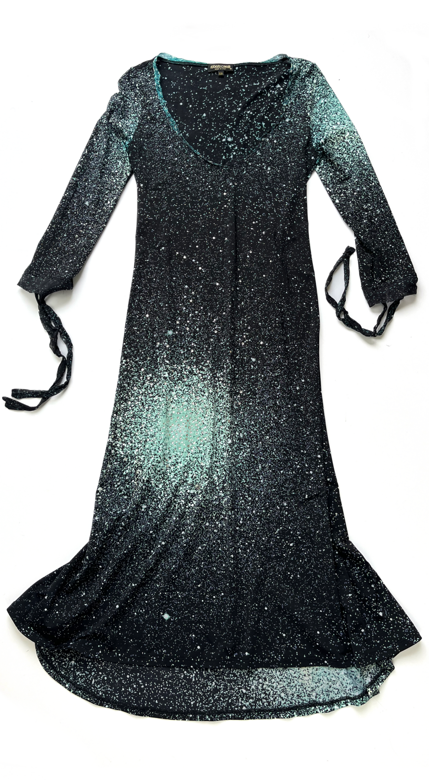 Roberto Cavalli ~ FW 2000 Silk Galaxy Swarovski Print Dress 