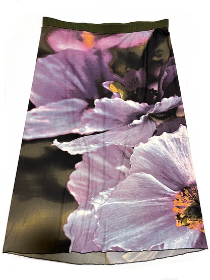 Roberto Cavalli ~  FW 1999 floral purple skirt and top set - size M-L