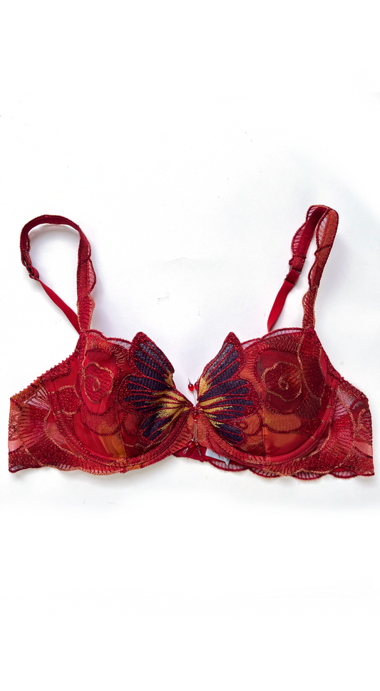 Ravage ~ 2000s Luxurious Red Butterfly Bra