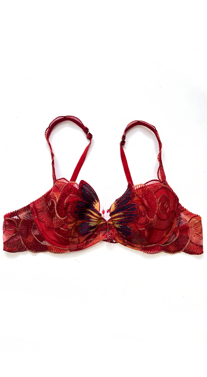 Ravage ~ 2000s Luxurious Red Butterfly Bra