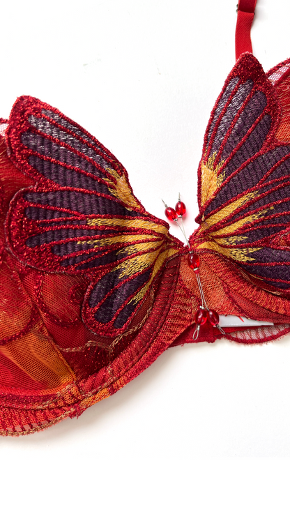 Ravage ~ 2000s Luxurious Red Butterfly Bra