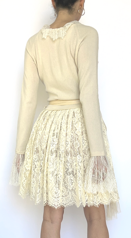 Anna Molinari ~ Vintage Creme Cashmere Lace Dress