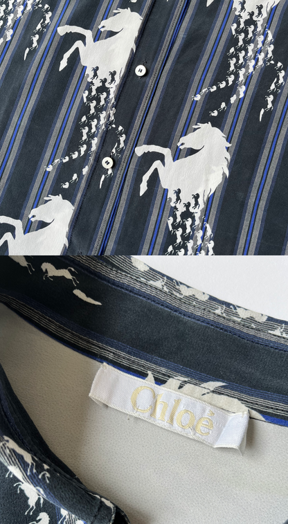 CHLOÉ ~ Horse Print Silk Shirt