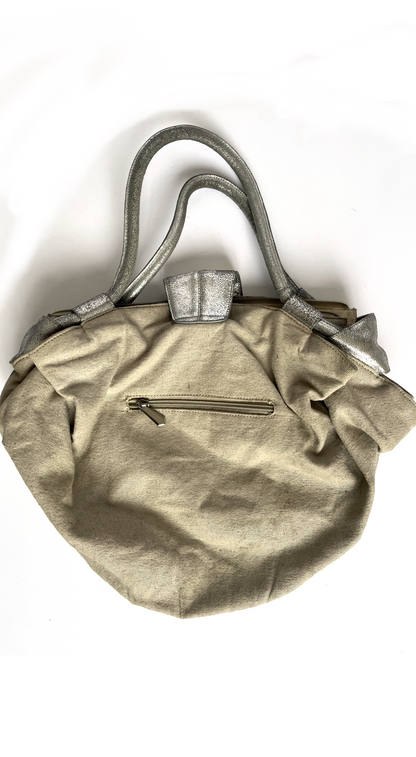 Thierry Mugler ~ Vintage Beige Linen Star Shoulder Bag