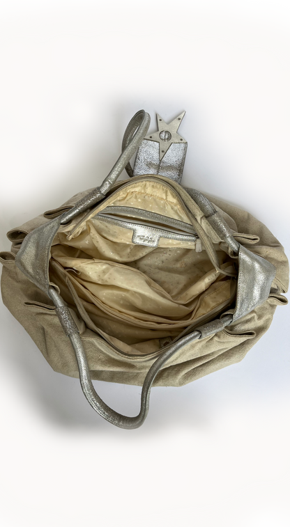 Thierry Mugler ~ Vintage Beige Linen Star Shoulder Bag