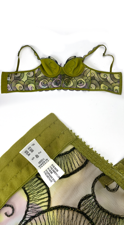 Ravage ~ 2000s Luxurious Green Butterfly Corset Set