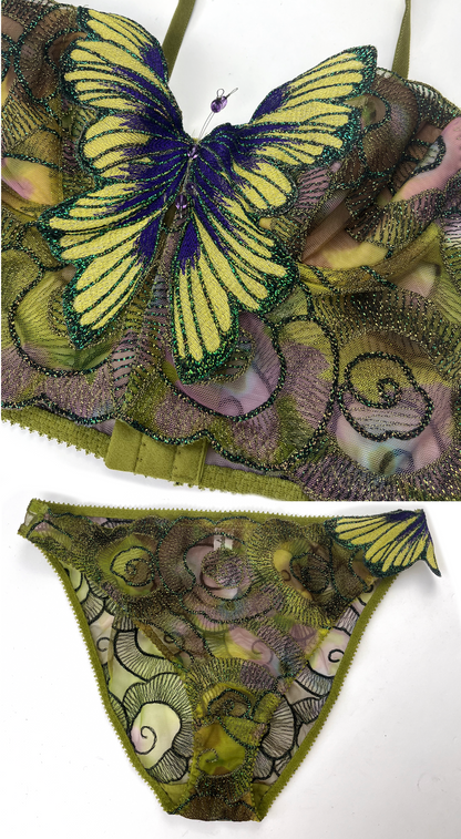 Ravage ~ 2000s Luxurious Green Butterfly Corset Set