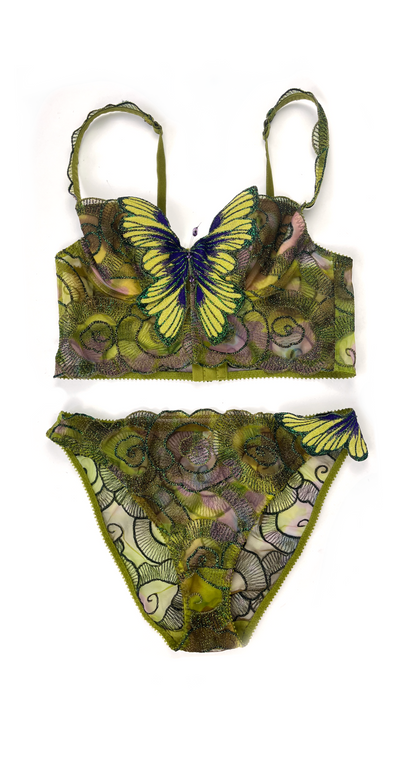 Ravage ~ 2000s Luxurious Green Butterfly Corset Set